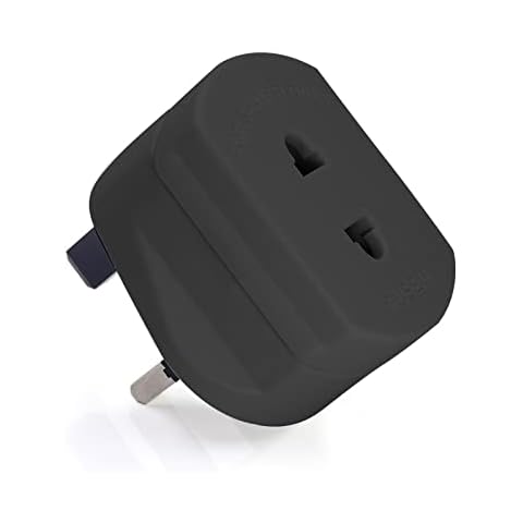 US to UK Travel Plug Adapter EU 2 Pin to 3 Pin Adaptor Plug Converter Shaver Adaptor Plug UK Charger Adapter for Razor Plugs/Toothbrush Plugs Adapters - Black Cover