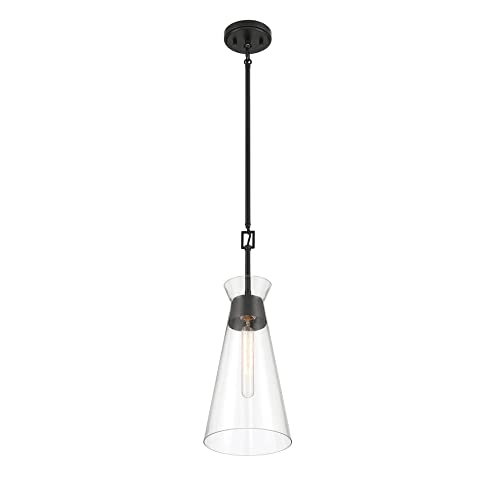 Savoy House 7-1831-1-89 Lakewood 1-Light Pendant In Matte Black (8" W X 22" H) #TOP3