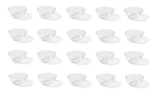Juego de 20 cuencos de plástico desechables de 250 ml, cuencos de postre, mini tazas de postre, cuencos de plástico, cuencos de postre, cuencos pequeños de plástico, transparentes, redondos, para