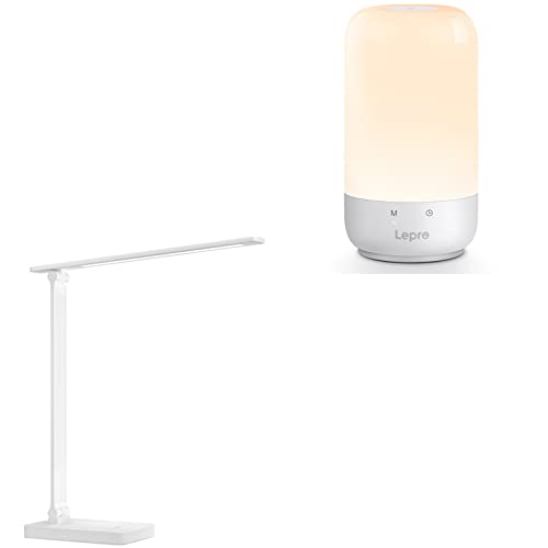 Lepro Bundle - White LED Desk Lamp & LED Table
