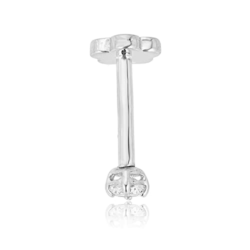 Image of AVORA 14K Yellow /White Gold Simulated Diamond CZ Cartilage Piercing Flat Back Earring Body Jewelry (18 Gauge)
