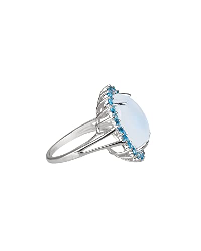 YoTreasure Moonstone London Blue Topaz 925 Sterling Silver Chunky Ring Jewelry3
