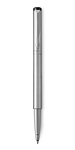 PARKER Vector Rollerball Pen, Stainless Steel with Chrome Trim, Medium Point, Blue Ink, Gift Box
