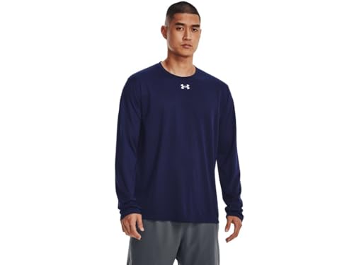 Under Armour Men's Team Tech Loose White/Grey Long Sleeve Shirt, Midnight Navy / White, XL