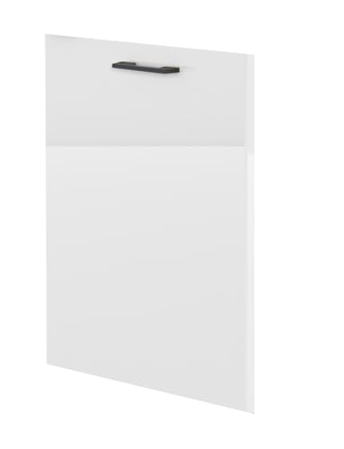 Laclar Geschirrspülerfront - Küchenmöbel Frontplatte für integrierte Spülmaschine - 59,6x1,8x71,3 cm - für Einbauküche - einfache Montage - Weiß Hochglanz