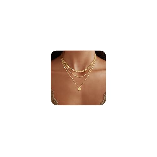 JECOMY 14K Gold Plated Layering Necklaces For Women Gold Necklace Set, Cuban Link, Snake Chain, Paperclip Layered Chains, Twisted Rope and Twisted Chain, Trendy Layering Necklace