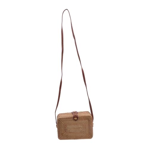 Sac en rotin tressé main à bandoulière style bohème naturel polyvalent pour femme