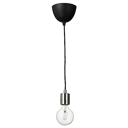 Ikea Skaftet Lunnom Pendant Lamp With Light Bulb Nickel Plated Globe - 11X11X16Cm, Clear