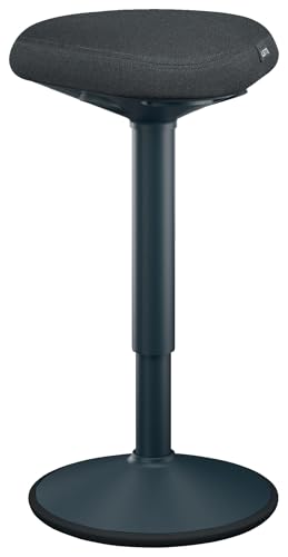 Image of Leitz Ergo Active Standing Stool with Unique Dual Density Foam Comfort Cushion, Height Adjustable 57 to 82cm, 100% Post Consumer Recycled Seat Cover, Supports 110kg, Ergo Range, Dark Grey, 65450089