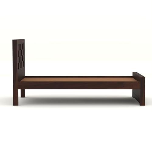 Image of Solid Sheesham Wooden Bed 6X4 Bed Single Bed Without Storage for Bedroom - Single Cot Wooden BedSingle Size for Living Room Guest Room - 12 Month Warranty (Jack Walnut)