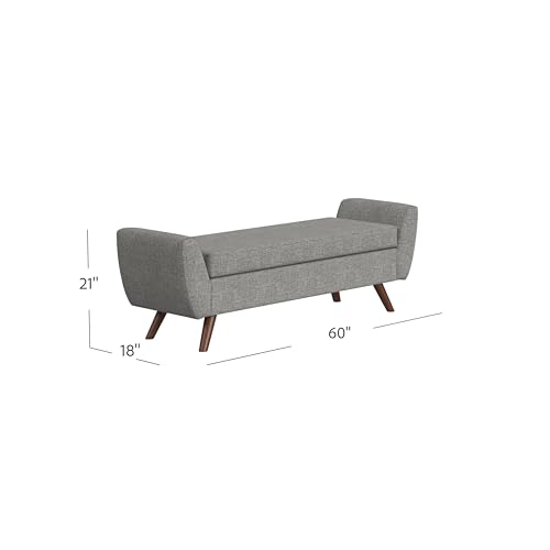 Image of HomePop 60 inch Modern Storage Bench with Wood Legs - Gray Woven