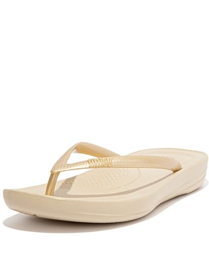FitFlop Womens iQushion Ergonomic Flip Flops - Lightweight & Comfortable with Natural Arch Support - Gold - 6 UK