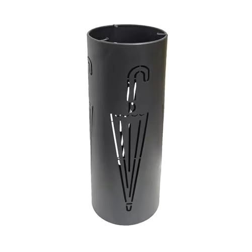 Paragüero Metal Soporte De Caña Redondo Diseño Moderno, Sencillo Y Moderno. Caja De Almacenaje Cubo Paraguas Decorativo con Bandeja De Goteo (Color : Black)