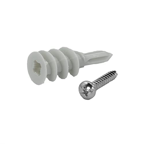 CONFAST Nylon Self-Drilling Drywall/Hollow-Wall Anchor Kit with Screws, 200 Pieces (100 Anchors+100 Screws) Includes #8 Anchors with Screws