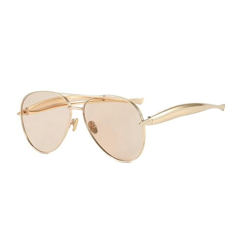 laureles Fashion Oversized Pilot Sunglasses Women Gold Champagne Lenses Metal Frame Eyewear Shades Female