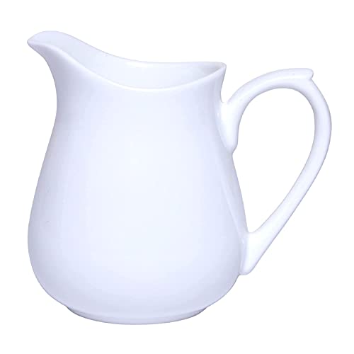 Image of 310 ml White Porcelain Tea Pot or Gravy Pot with 60 ml Creamer Set of 2, for Serving Tea, Milk (Mirakii 86)