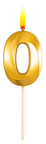 Gold Glitter Happy Birthday Cake Candles Number Candles Number 0 Birthday Candle 3D Design Cake Topper Decoration for Party Kids Adults