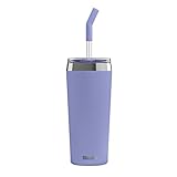 SIGG Helia Kaffeebecher to go (0.45 L / 0.6 L), doppelwandig isolierter Thermobecher mit Glas-Strohhalm, auslaufsicherer Tumbler aus Edelstahl für heisse & kalte Getränke, Peaceful Blue