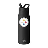 Simple Modern Officially Licensed NFL Pittsburgh Steelers Water Bottle with Straw Lid | Leak Proof Insulated Stainless Steel Travel Thermos | Gifts for Men Women| Mesa Collection | Pittsburgh Steelers