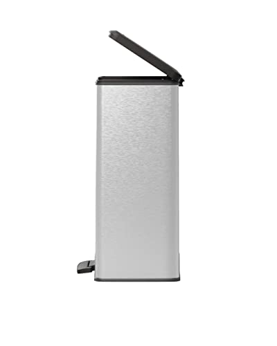 CURVER DECO BIN Mülleimer, Kunststoff, Silber metallic, 65L