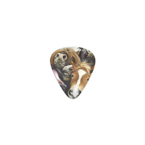 面白い馬柄 デザインギターピック guitar pick ティアドロップ型 エレキギター/アコースティックギター/クラシックギター/ベース等の練習に最適な12枚セット