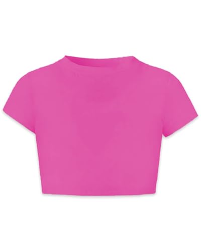 Image of Betusline Girls & Women Basic Summer Short Sleeve Slim Fit T-Shirts Soft Crewneck Crop Y2k Tee Cute Gym Fashion Clothes