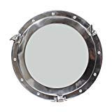Silver Metal Port Hole Mirror, 40cm Cover
