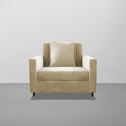 Image of Casaliving Garcia 1 Seater Sofa Set for Living Room (Cream Colour) Premium Fabric Sofa