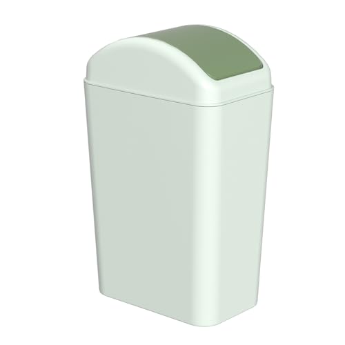 Poubelle de cuisine 15 L verte à couvercle basculant en plastique