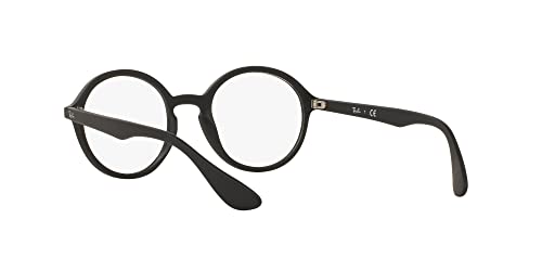 Ray-Ban Rx7075 Round Prescription Eyeglass Frames, Rubber Black & Black/Demo Lens, 49 Mm #TOP5