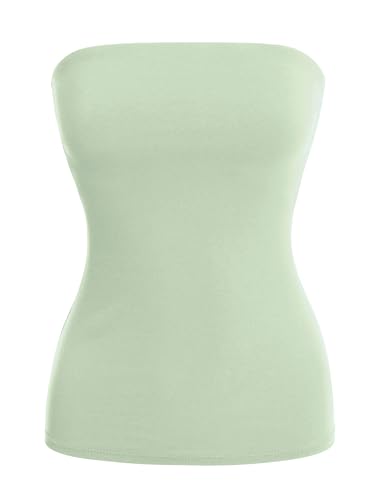 Image of MixMatchy Women's Stretchy Strapless Tube Top Y2K Bandeau Top