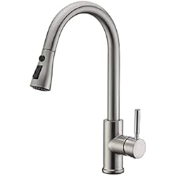 Rociador Para Fregadero H HAUSKLEIN Grifo Llave mezcladora con rociador extraíble para fregadero de cocina – Grifo de Acero inoxidable giratorio 360° – 3 efectos de salida de agua
