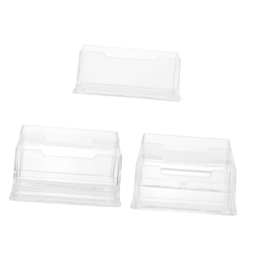 LIFKOME 3個 透明アクリル名刺ホルダー 厚底滑り止め付き 大容量カードスタンド オフィス受付用名刺収納ケース 会議室やホテル対応