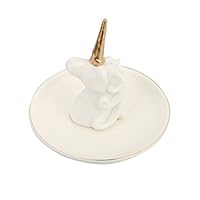 OUNONA Ceramic Unicorn Ring Jewelry Holder Tray White Desktop Storage Plate for Rings Earrings Bracelets Delicate Easy-clean Jewelry Rack Gift for Women