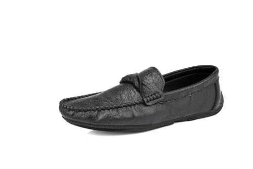 Mens Loafers Round Toe Vegan Leather Loafer Shoes Anti-Slip Flexible Comfortable Outdoor Party Slip On