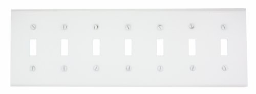 Leviton S601-W 7-Gang Toggle Device Switch Wallplate, Painted Metal, Device Mount, White