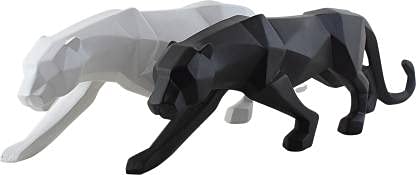 Brotherhood Resin Combo White & Black Modern Abstract Panther Statue Jaguar Sculpture Animal|Wildlife Decor Gift Home & Office Décor Desktop Ornament Craft Gift Furnishing Accessories!