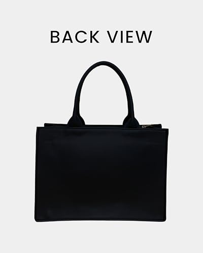 Image of Royal Charm Voguish Customized Tote Bag | HD Printed Floral Black Tote | Personalized Name Tote | Large 16x11x5 Inch Shoulder Bag | Gift for Women