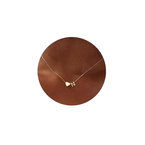 CHENYUTE Collier Alphabet simple et élégant en or/argent avec cœur pour les initiales A-Z Plaqué or 18K Mode Bijoux compacts pour femmes Cadeau...