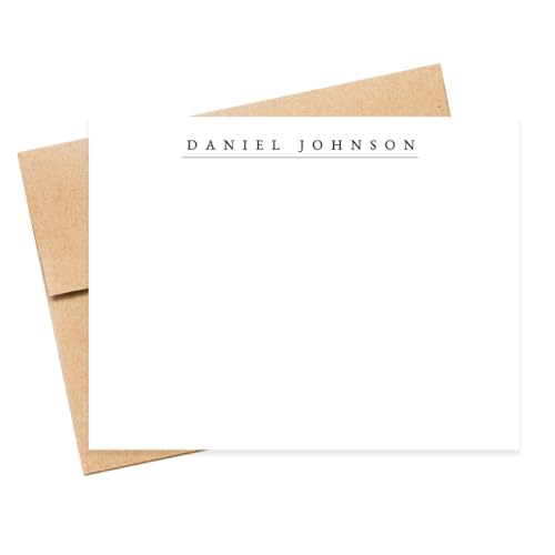 Personalized Modern Professional Stationary Set Him and Her, Personalized Stationery Card Set, Flat Note Card and Envelopes, Choice of Ink and Envelope Colors