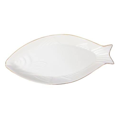 Toyvian Piatto per Pesce in Ceramica Vassoio da Portata Forma Pesce per Antipasti e Alimenti Resistente e Facile da Pulire