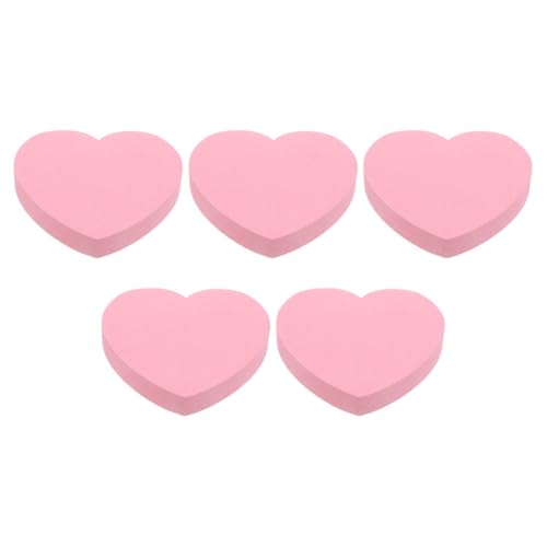 SUPVOX Notas Adhesivas Autoadhesivas en Forma de Corazón Rosa, Cuaderno de Notas Escolar y Oficina, Paquete de 500 Hojas (5 Cuadernos de 100 Hojas), Útiles Escolares Hogar y Mensajes