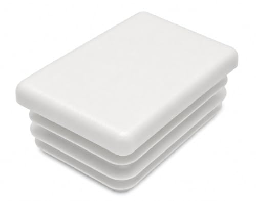 Image of (Pack of 4) Rectangular Plastic Plugs 1-9 /16 inch x 2-3 /8 inch (40 x 60 mm), Matt Tube Inserts, Fence Post Caps, Pure White RAL 9010