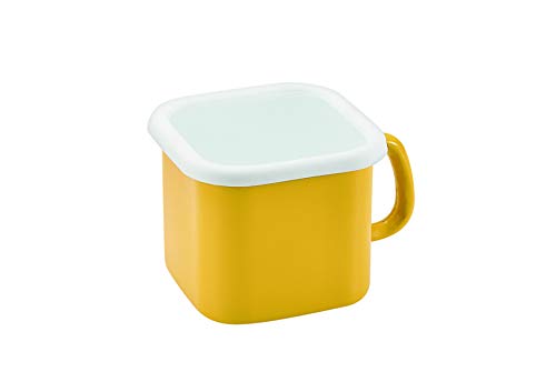Pearl Metal HB-5363 - Olla de cocina, forma cuadrada, 12 cm, esmalte, compatible con inducción, también se puede usar con una sola mano, recipiente de almacenamiento, listo para refrigerador,