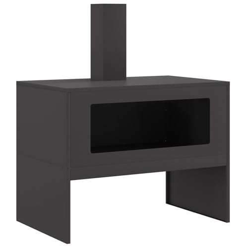 vidaXL Brasero con chimenea acero negro 80x50x96 cm