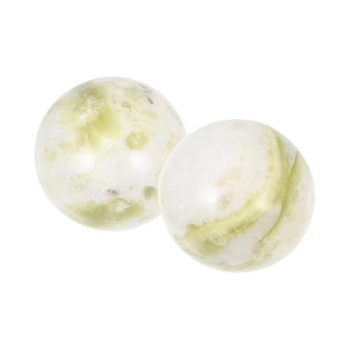 SHINEOFI Pelotas para ejercicios de mano en jade Lantian, bolas de masaje portátiles para estimular músculos y aliviar presión, 1 set para uso en rehabilitación y fitness