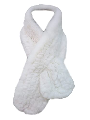 DTLDYG Echt Rex Kaninchenpelz L'88 Schal Weben Nackenwärme Windschutzscheibe Warm Damen (Weiß) Cover