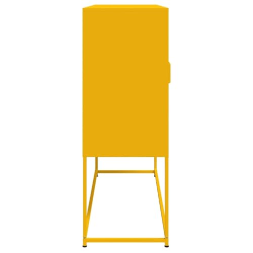 Vidaxl Credenza Giallo Senape 100,5X39X107 Cm In Acciaio, Mobiletto, Madia, Mobile Di Conservazione, Armadietto, Mobile Portaoggetti, Portaoggetti - 9
