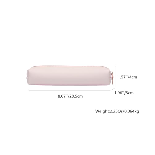 Image of Faux Leather Color Pencil Case Multifuncional and Simple with Zipper for School (Pink,Faux Leather)