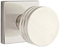 EMTEK Square Rosette Privacy Set with Matching Finish Bern Knob - Choice of 6 Finishes - 5210BNUS15 - Satin Nickel (US15)